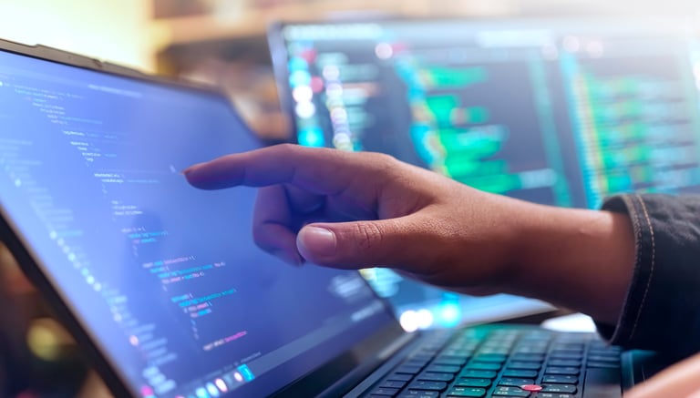 computer engineering are typing console script code by hand. Software developer, Binary code. Provides full access to the server, Blockchain concept. Blue binary code. ai technology