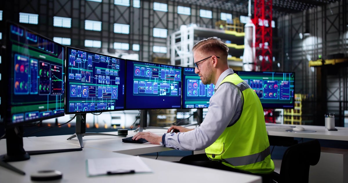 Industrial engineer operates control center