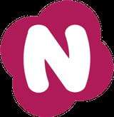 White letter N on magenta rounded square background