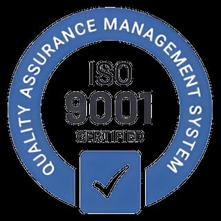 ISO 9001 Quality Assurance Management System certified badge with checkmark