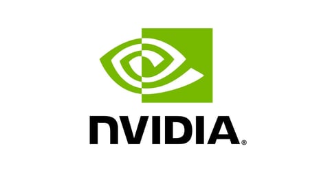 NVIDIA logo featuring a green eye icon above the company name in black text