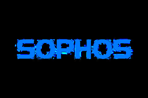Bright blue SOPHOS text logo on black background