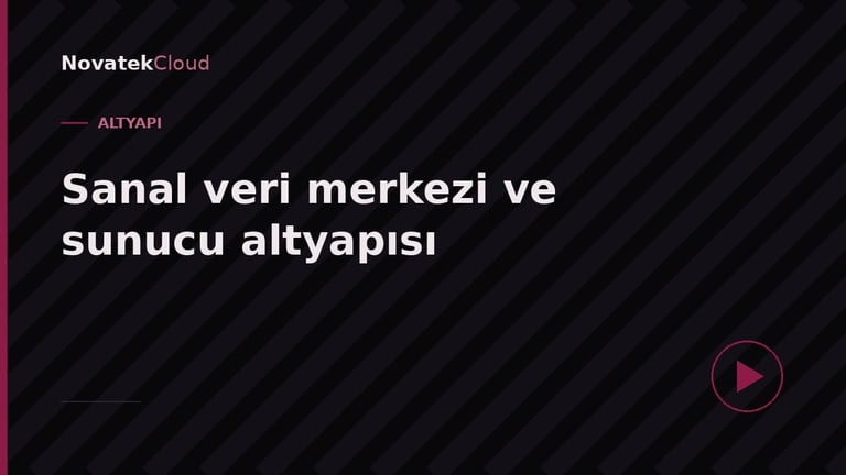 NovatekCloud promotional banner with Turkish text about industrial data repository and reliable API, featuring dark diagonal stripe background and play button